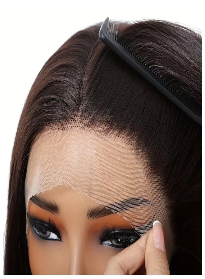 ASSU 13x4 HD Transparent Lace Front Wig for Women | 22 Inch Deep Brown Synthetic Wig | Glueless | Heat-Resistant Fiber | Natural Hairline | Lightweight & Comfortable - Image 3