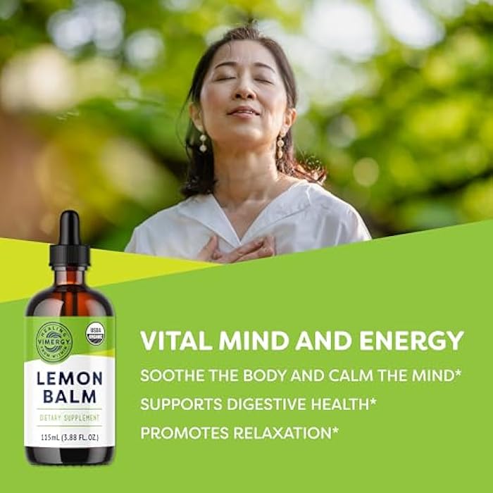 Vimergy USDA Organic Lemon Balm Tincture Herbal Supplement – Can be Used in Tea - Non-GMO, Alcohol-Free –115 mL (1 mL/Serving) - Image 2