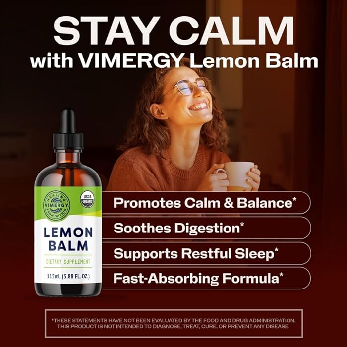 Vimergy USDA Organic Lemon Balm Tincture Herbal Supplement – Can be Used in Tea - Non-GMO, Alcohol-Free –115 mL (1 mL/Serving) - Image 3