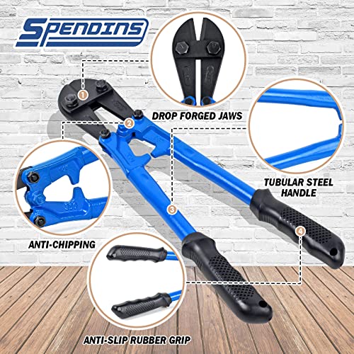 SPENDINS 14 IN Bolt Cutter with Drop Forged Cr-Mo Alloy Steel Blades,with Ergonomic Handle,Heavy Duty Metal Cutter for Rebars, Chains, Locks, Wires, Bolts, Fence. - Image 4