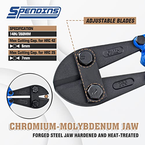 SPENDINS 14 IN Bolt Cutter with Drop Forged Cr-Mo Alloy Steel Blades,with Ergonomic Handle,Heavy Duty Metal Cutter for Rebars, Chains, Locks, Wires, Bolts, Fence. - Image 5