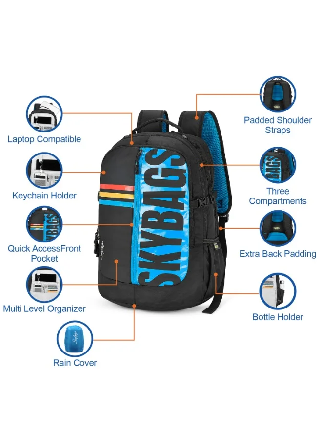 Skybags SKYBAGS Strider Nxt Unisex Black College Laptop Backpack with Rain Cover 23 Ltr. - SK LPBPSTN4HBLK