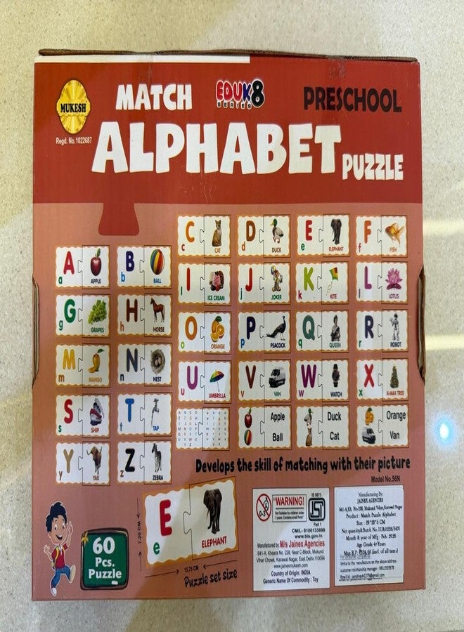 *MUKESH* MUKESH Match and Learn Puzzles for Kids Age 3-5 Yrs | Educational Pair Puzzle Toys | Preschool Learning Game | 60 Puzzle Pieces (30 Sets) | BIS Certified Early Matching Game (Alphabets) - Image 2