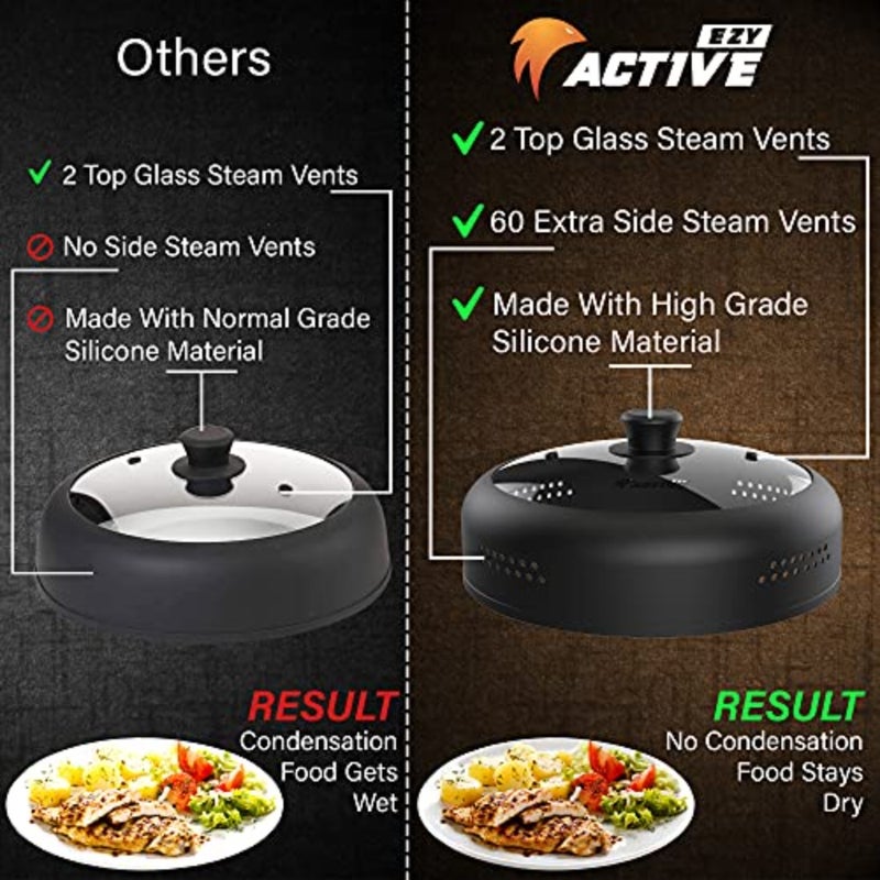 Microwave Cover for Food, Silicone and Glass Splatter Guard Lid for 6 7 8 9-10-10.5 inch Plates and Bowls. By - Image 4
