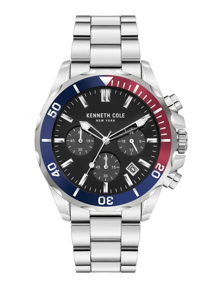 Kenneth Cole Men Quartz Chronograph Black Dial Stainless Steel Strap Watch KCWGI2105004 - Image 1