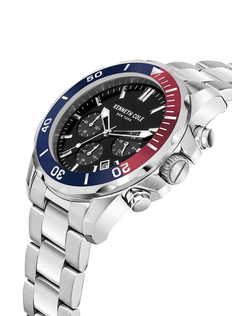 Kenneth Cole Men Quartz Chronograph Black Dial Stainless Steel Strap Watch KCWGI2105004 - Image 2