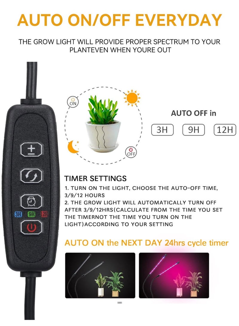 LEOKOR Grow Light with Stand 2 Head Grow Lights for Indoor Plants with Red Blue Spectrum LED Grow Light Adjustable Gooseneck Suitable for Various Plants Growth - Image 4