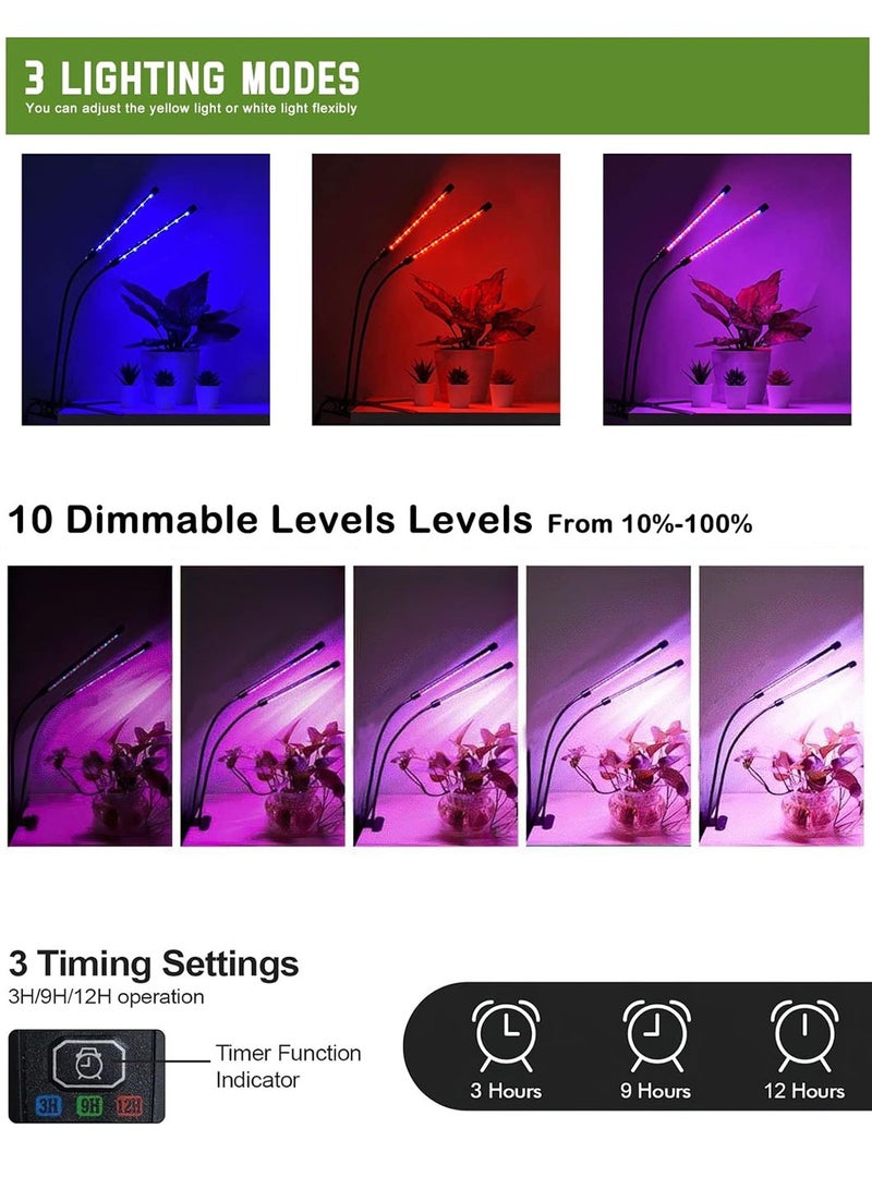 LEOKOR Grow Light with Stand 2 Head Grow Lights for Indoor Plants with Red Blue Spectrum LED Grow Light Adjustable Gooseneck Suitable for Various Plants Growth - Image 3