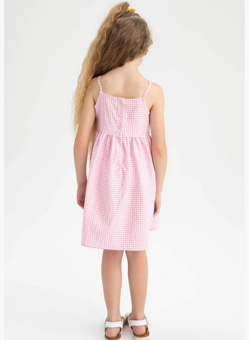 DeFacto Regular Fit Strappy Check Print Mini Dress