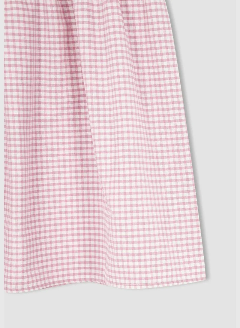 DeFacto Regular Fit Strappy Check Print Mini Dress