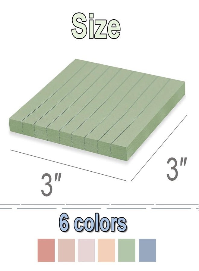Kozerite (24 Pack) Lined Sticky Notes 3x3 in Ruled Stickies Super Sticking Power Memo Pads Vintage Colors - Image 3