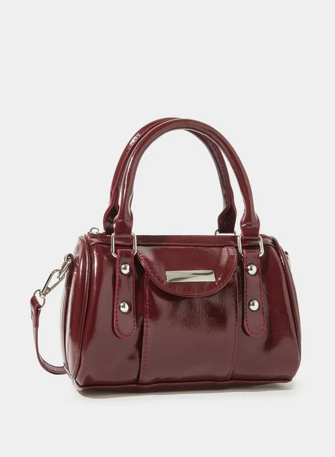 Burgundy Patent Studded Hand Bag