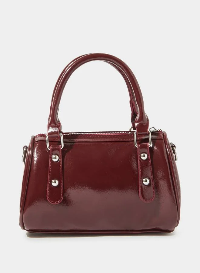 Styli  Burgundy Patent Studded Hand Bag for Women | Best Price UAE