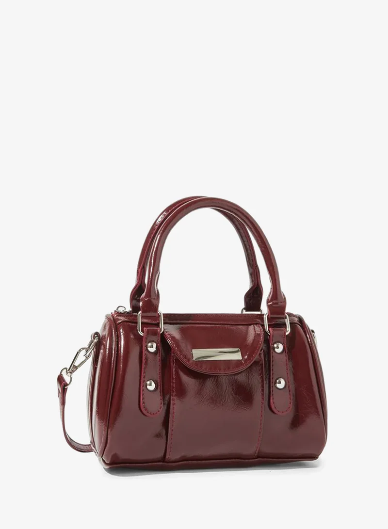 Burgundy Patent Studded Hand Bag