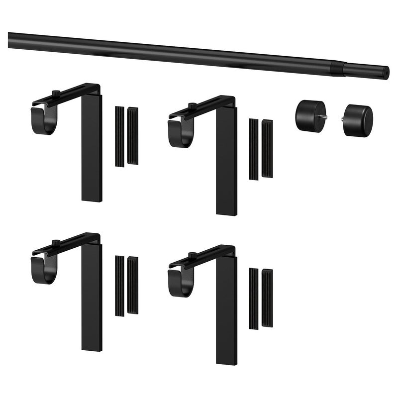 Baitique Extendable Curtain Rod Set with Brackets and Finials, Black, 210-385 cm - Image 2