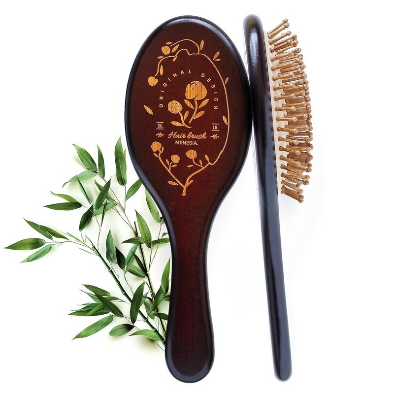 Brown Bamboo Bristle Hair Brush  Wooden Paddle Brush for Hair Growth Scalp Massag  Bamboo Hairbrush for Men and Women brown rose