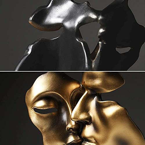 Delidge Golden Retro Face Kiss Mask Sculpture Decor Modern Simple Resin Abstract Sculptures Gift Tabletop Figurine Home Decor - Image 3