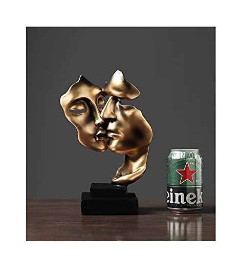 Delidge Golden Retro Face Kiss Mask Sculpture Decor Modern Simple Resin Abstract Sculptures Gift Tabletop Figurine Home Decor - Image 2