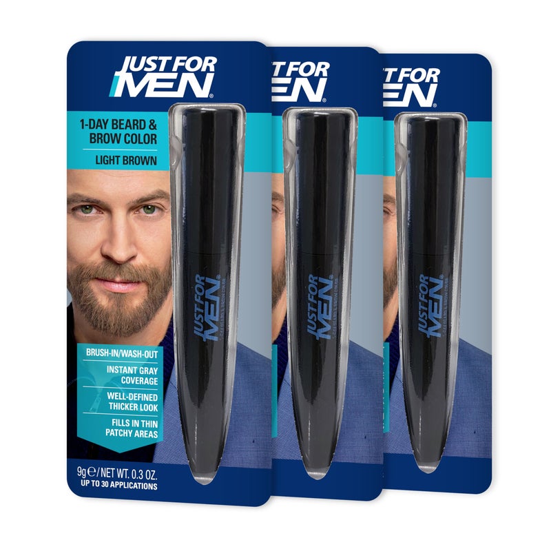 Just for Men 1Day Beard Brow Color Temporary Color for Beard and Eyebrows For a Fuller WellDefined Look Up to 30 Applications Light Brown Ships in EcoFriendly Packaging Pack of 3 - Image 2