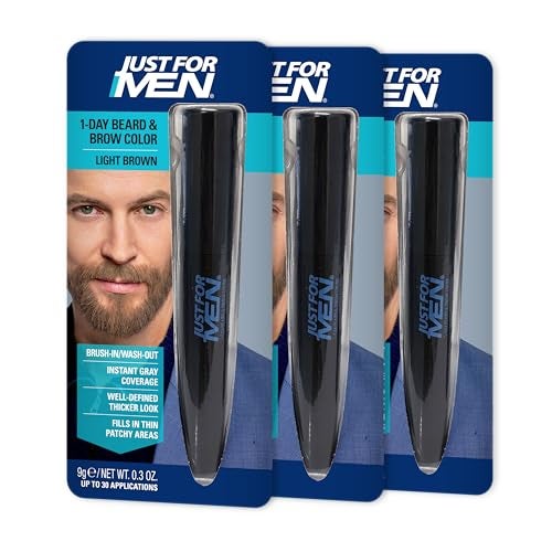 Just for Men 1Day Beard Brow Color Temporary Color for Beard and Eyebrows For a Fuller WellDefined Look Up to 30 Applications Light Brown Ships in EcoFriendly Packaging Pack of 3 - Image 1