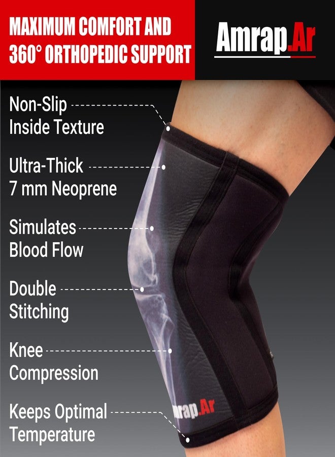 AMRAP.AR 7mm Knee Sleeves (size M - Pair) | Neoprene Knee Sleeve for Weightlifting Men and Women & Powerlifting | High-Performance Gym Reaper Knee Sleeves Compression Support for Squats, Weight Lifting - Image 5