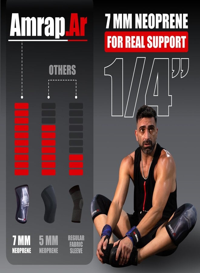 AMRAP.AR 7mm Knee Sleeves (size M - Pair) | Neoprene Knee Sleeve for Weightlifting Men and Women & Powerlifting | High-Performance Gym Reaper Knee Sleeves Compression Support for Squats, Weight Lifting - Image 3