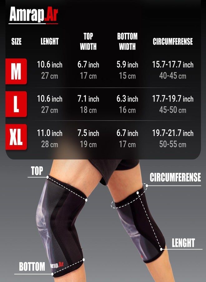 AMRAP.AR 7mm Knee Sleeves (size M - Pair) | Neoprene Knee Sleeve for Weightlifting Men and Women & Powerlifting | High-Performance Gym Reaper Knee Sleeves Compression Support for Squats, Weight Lifting - Image 4