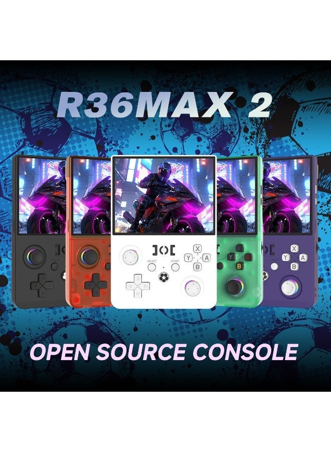 R36MAX 2 Retro Handheld Game Console 4.5 Inch IPS Screen Portable Linux Gaming System 64GB Built-in Games Pocket Video Game Player Rechargeable Classic Emulator Console Purple - Image 4