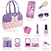 Mytothfy Pretend Play Purse for Little Girls Toddler Purse with Pretend Makeup Toys for Toddlers Princess Pretend Play Purse Toys Kids Purse Toy Birthday Gift for Girls Age 3 4 5 6 Purple - Image 4
