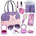 Mytothfy Pretend Play Purse for Little Girls Toddler Purse with Pretend Makeup Toys for Toddlers Princess Pretend Play Purse Toys Kids Purse Toy Birthday Gift for Girls Age 3 4 5 6 Purple - Image 2