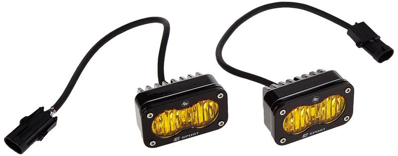 زوج من مصابيح LED سوداء S2 Sport من باجا ديزاينز 2PCS مع مجموعة أسلاك وزاوية واسعة باللون الكهرماني