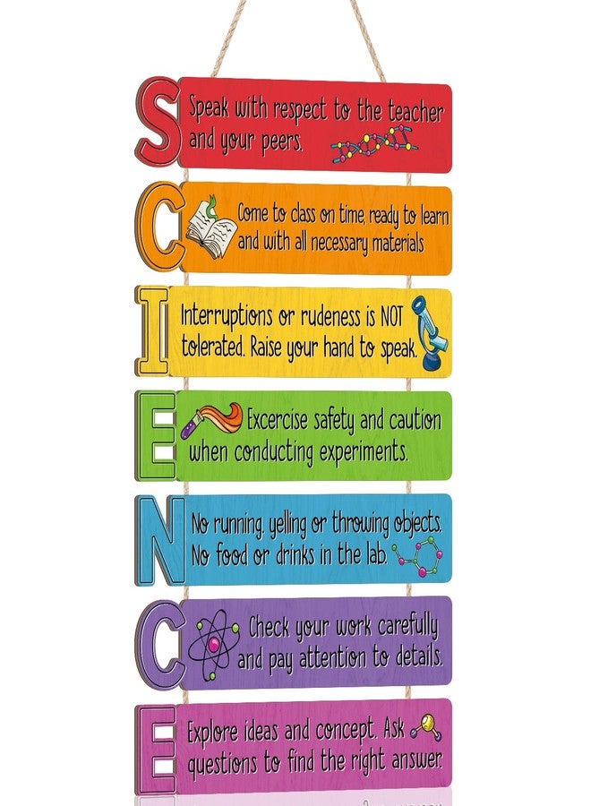KAIRNE Science Wooden Sign,Chemistry Sign For Classroom Decor,Motivational Quotes Wall Decorations,Science Bulletin Board Decor,Class Rules Wooden Hanging Plaques for Teachers Must Have - Image 1