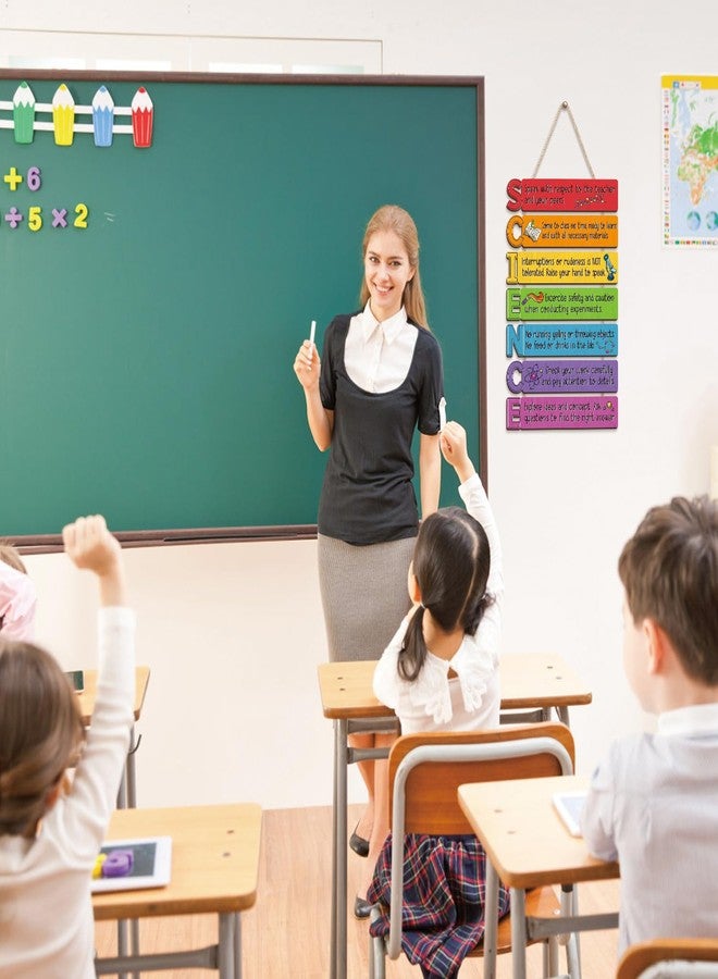 KAIRNE Science Wooden Sign,Chemistry Sign For Classroom Decor,Motivational Quotes Wall Decorations,Science Bulletin Board Decor,Class Rules Wooden Hanging Plaques for Teachers Must Have - Image 5