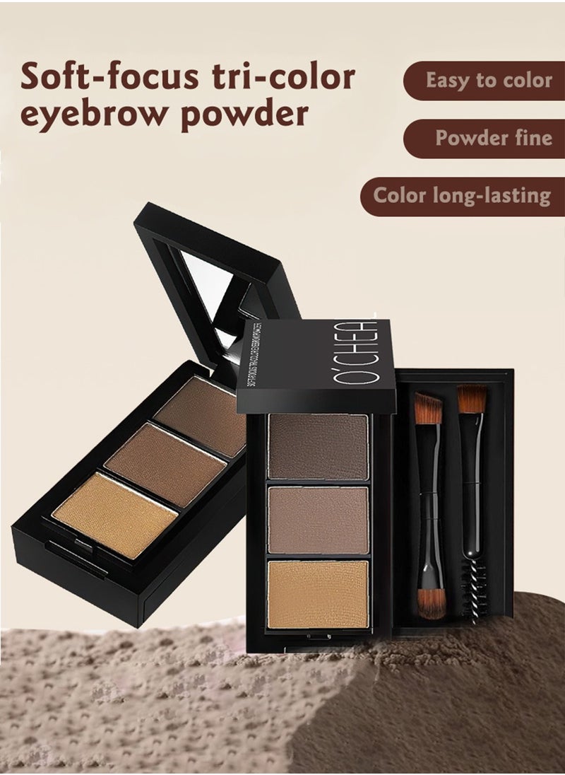 Eyebrow Powder Makeup Kit-3 Colors Eye Brow Powder Tinted Palette Professional Eye Makeup Eyebrow Filler