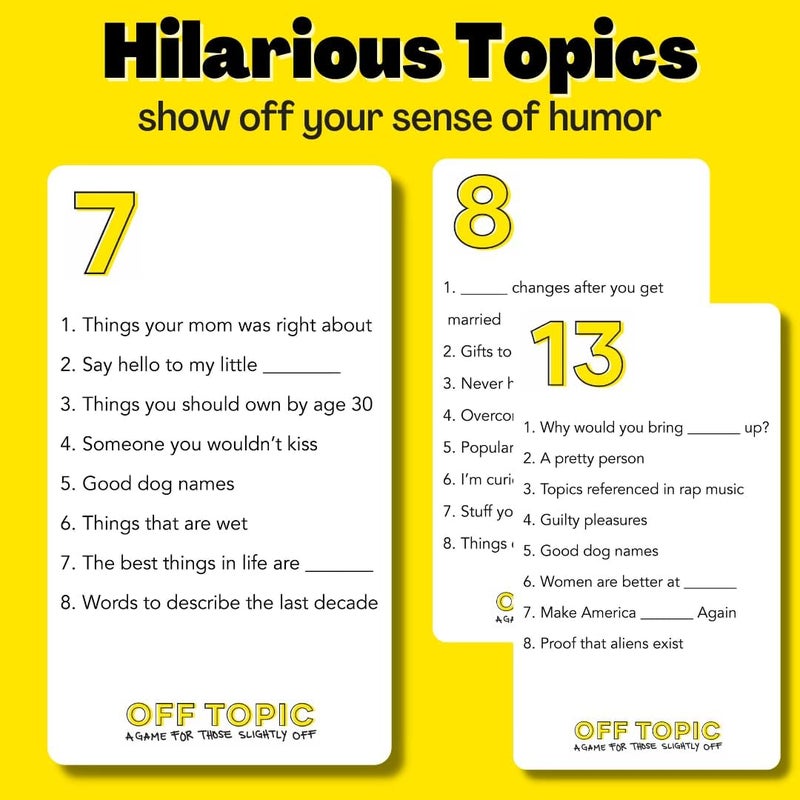 OFF TOPIC Store Party Game for Adults - Fun Adult Board Games for Groups of 2-8 Players - Hilarious Game Night Card Game for Friends, Family & More - Image 3