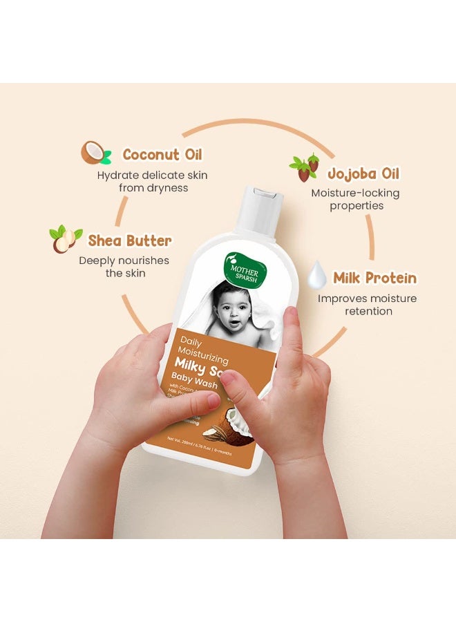 Mother Sparsh Milky Baby Lotion (200ml) & Milky Baby Wash (200ml) for Daily Moisturizing | With Milk Protein & Coconut Oil - Image 5