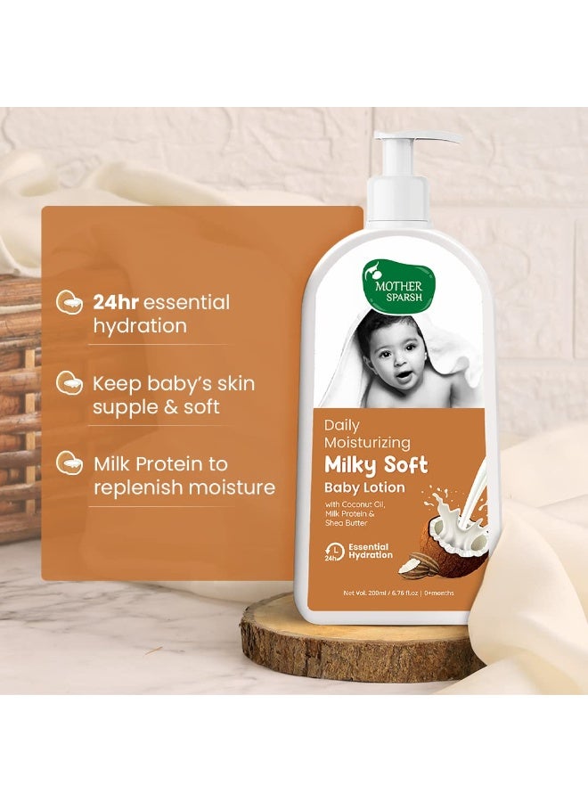 Mother Sparsh Milky Baby Lotion (200ml) & Milky Baby Wash (200ml) for Daily Moisturizing | With Milk Protein & Coconut Oil - Image 3