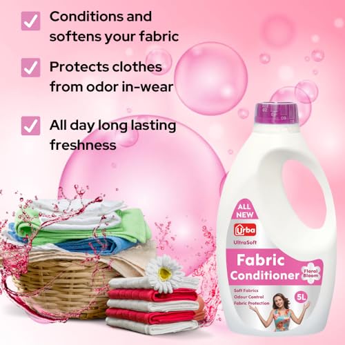Urba Floral Boom Fabric conditioner 5 L| Super saving Pack| After Wash Liquid Fabric Softener (Offer Pack) | Softness, Shine & Long Lasting Freshness | Fabric stiffener 5000 ml - Image 2
