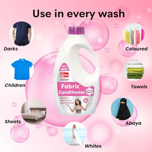 Urba Floral Boom Fabric conditioner 5 L| Super saving Pack| After Wash Liquid Fabric Softener (Offer Pack) | Softness, Shine & Long Lasting Freshness | Fabric stiffener 5000 ml - Image 5