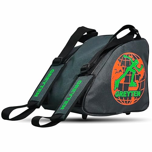 GREYTEN Skate Bag Roller Skate Bag, Inline Skate Bag, Premium Skating Bag and Sports Bag, Adjustable Shoulder Bag for Both Youth and Adults (Grey/Green) - Image 4