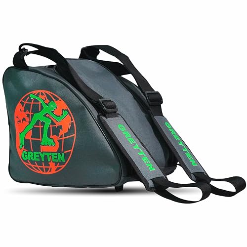GREYTEN Skate Bag Roller Skate Bag, Inline Skate Bag, Premium Skating Bag and Sports Bag, Adjustable Shoulder Bag for Both Youth and Adults (Grey/Green) - Image 2