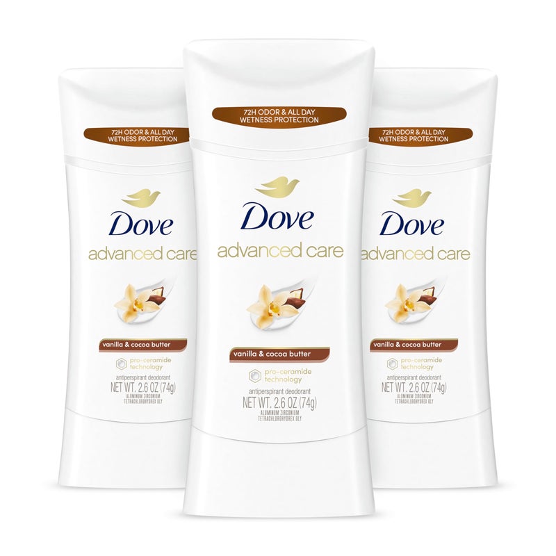 Dove Advanced Care Antiperspirant Deodorant Stick Vanilla & Cocoa Butter 3 Count Antiperspirant deodorant with Pro-Ceramide Technology 72-hour odor control and all-day sweat protection 2.6 oz - Image 1