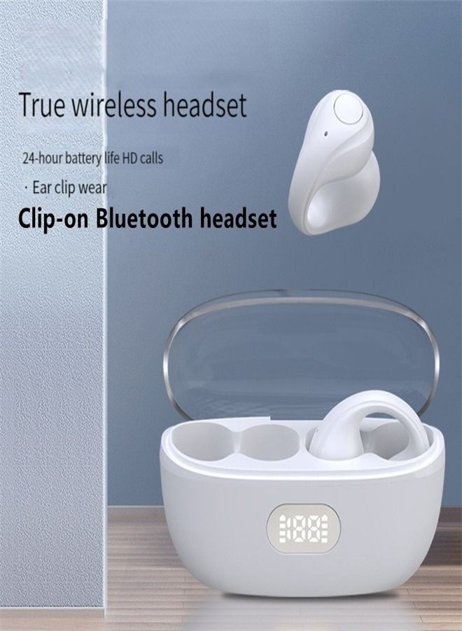TWS Bluetooth Wireless Ear Clip Earphones Sports Waterproof Earbuds Headphone White - Image 2
