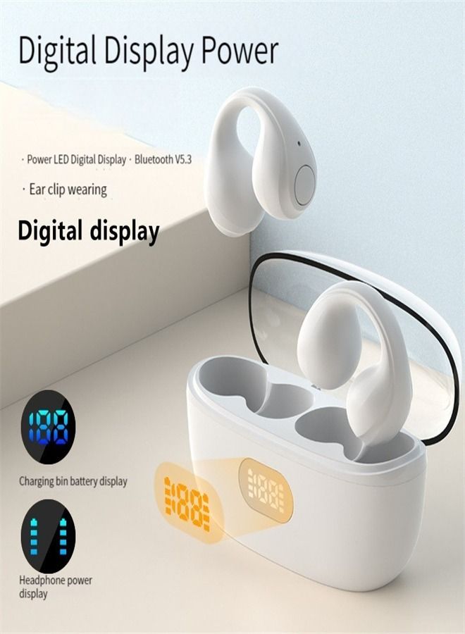TWS Bluetooth Wireless Ear Clip Earphones Sports Waterproof Earbuds Headphone White - Image 3