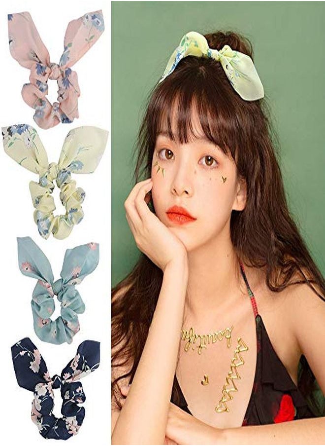 ACO-UINT - 20 Pack Hair Scrunchies For Women, Adorable Bow Scrunchies For Thick Hair, Bunny Ear Scrunchies Hair Ties Hair Accessories Elastic Scrunchies With Bow For Girls - Image 1