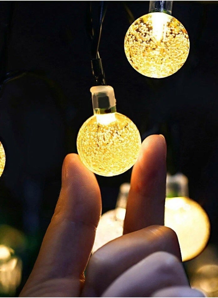 MODI Diwali Globe String Lights, Large Ball LED Warm White Fairy Lights, 8 Modes, IP44 Indoor/Outdoor, AC220–240V 12W, Black/White Cable - Image 4