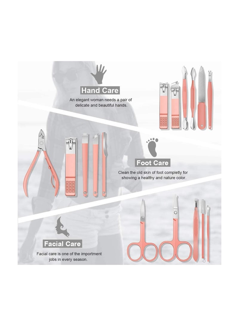 ORiTi Manicure Set, Professional Stainless Steel Pedicure Nail Clipper Tools Kit with PU Leather Folding Case，Women Men Nail Scissors Nail Cutter Set，16 In 1 Travel Grooming Care Tool Kits - Image 5