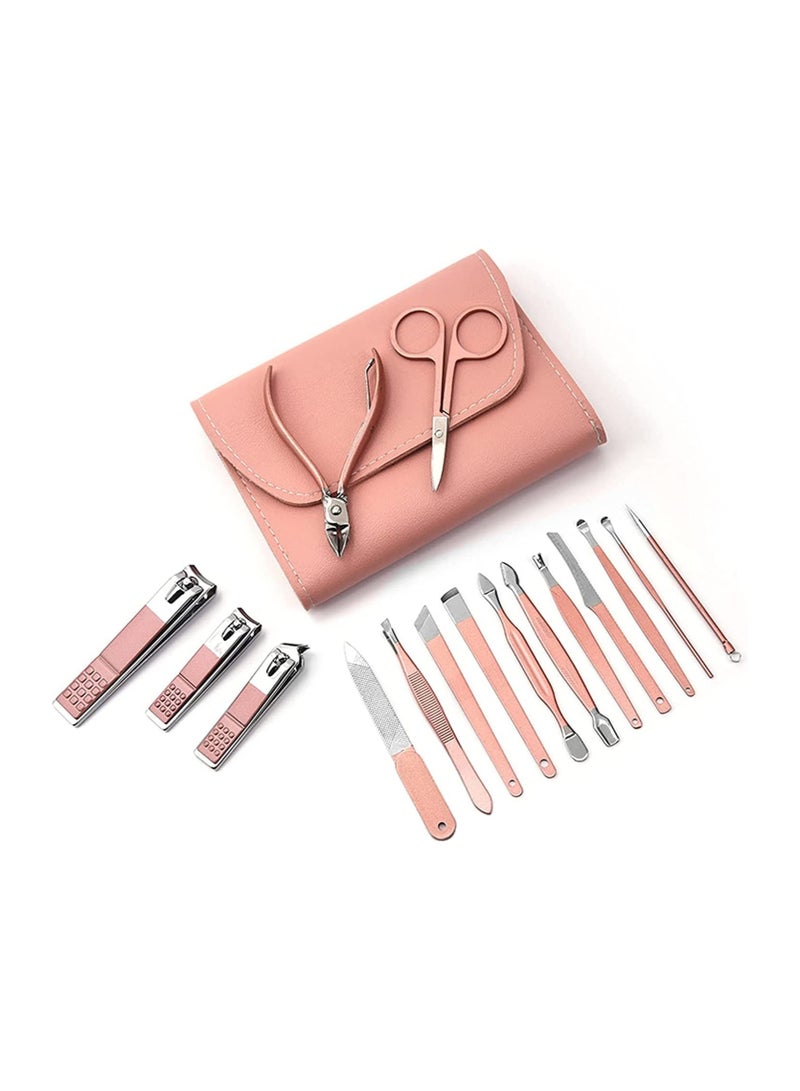 ORiTi Manicure Set, Professional Stainless Steel Pedicure Nail Clipper Tools Kit with PU Leather Folding Case，Women Men Nail Scissors Nail Cutter Set，16 In 1 Travel Grooming Care Tool Kits - Image 2