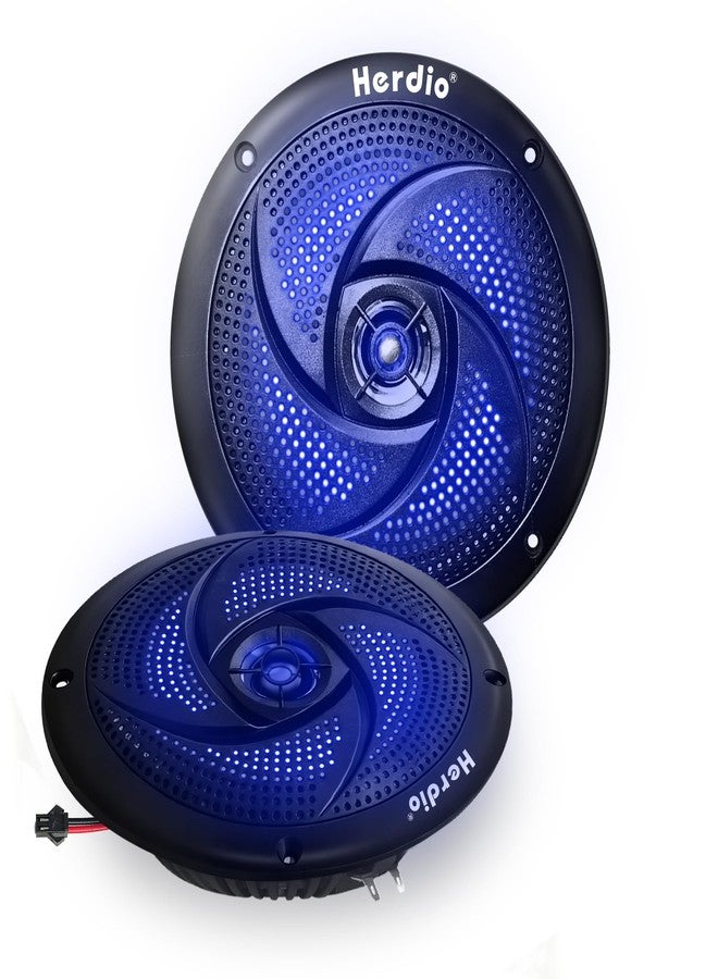Herdio 6.5 Inch 240W Waterproof Marine Speakers - 2 Way Weather Resistant with LED Lights, and Low Profile Slim Style for Ooutdoor Boat，RV（Black） - Image 1