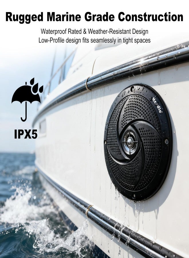 Herdio 6.5 Inch 240W Waterproof Marine Speakers - 2 Way Weather Resistant with LED Lights, and Low Profile Slim Style for Ooutdoor Boat，RV（Black） - Image 4